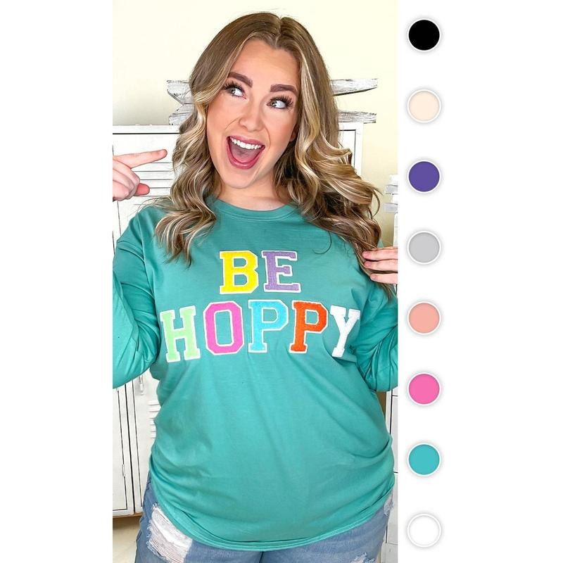 Soft Chenille Be Hoppy Easter Adult Long Sleeve Shirt Hoodie, Sweatshirt | WearSparks.com
