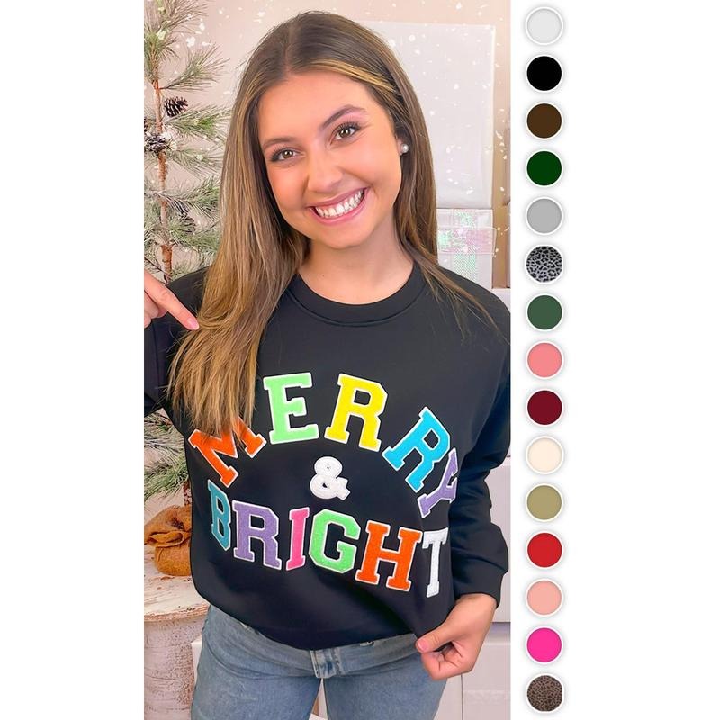 Soft Chenille Merry and Bright Graphic Sweatshirt T-Shirts, Hoodie | WearSparks.com