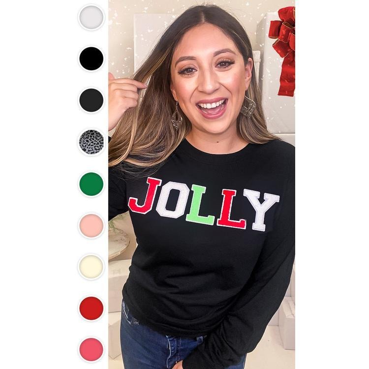 Soft Ideal Chenille Jolly Graphic Long Sleeve T-Shirt Hoodie, Sweatshirt | WearSparks.com