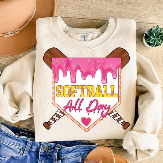 Softball All Day Home Plate Ice Cream Drip, Game Day Coquette , Softball Mama , Softball Mom Sweatshirt T-Shirts, Hoodie
