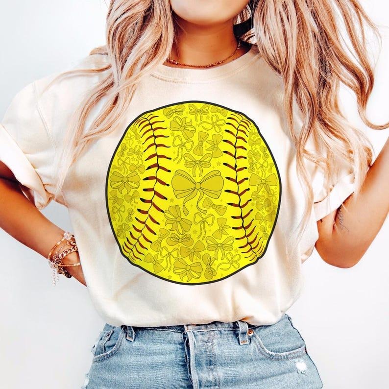Softball Coquette Bow T-shirt, Retro Softball, Game Day, Mama, Softball Mom Hoodie, Sweatshirt | WearSparks.com