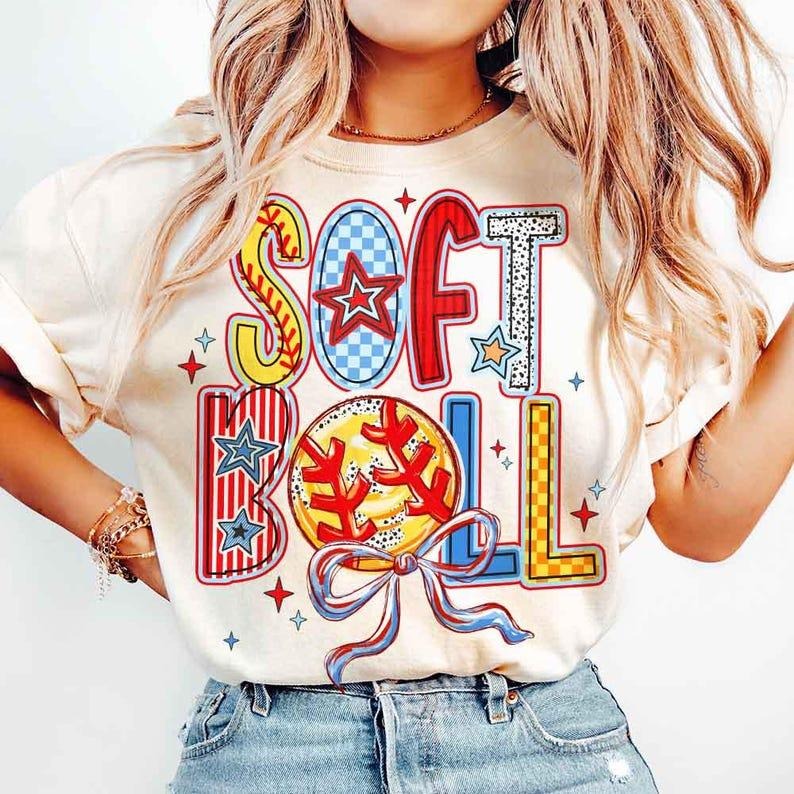 Softball Coquette Brushstroke T-shirt, Game Day Softball Mama Tee Hoodie, Sweatshirt | WearSparks.com
