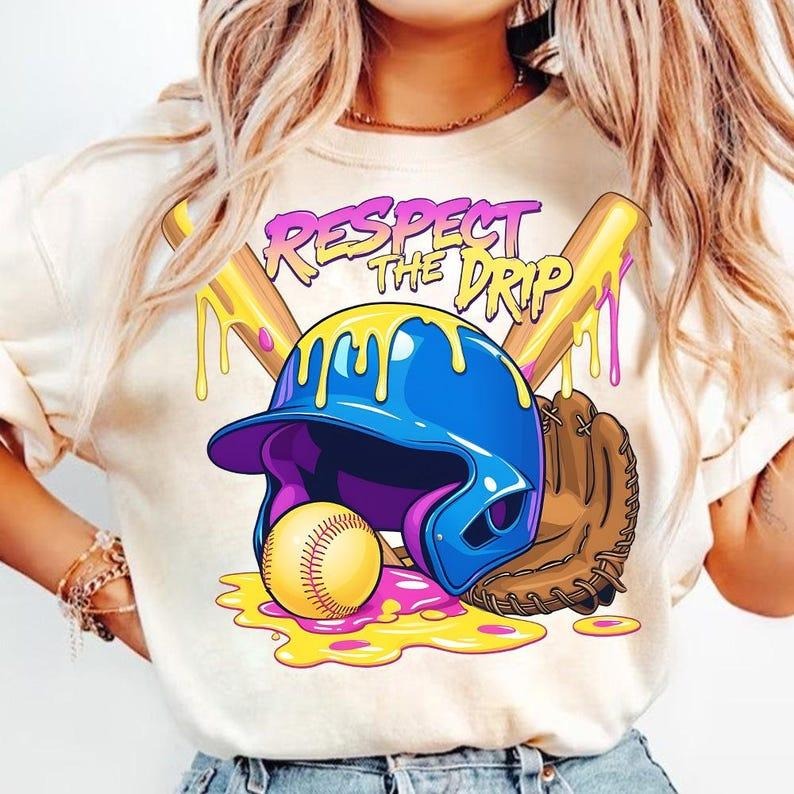 Softball Drip T-Shirt, Fun Ice Cream Cone Design, Game Day Essential Hoodie, Sweatshirt | WearSparks.com