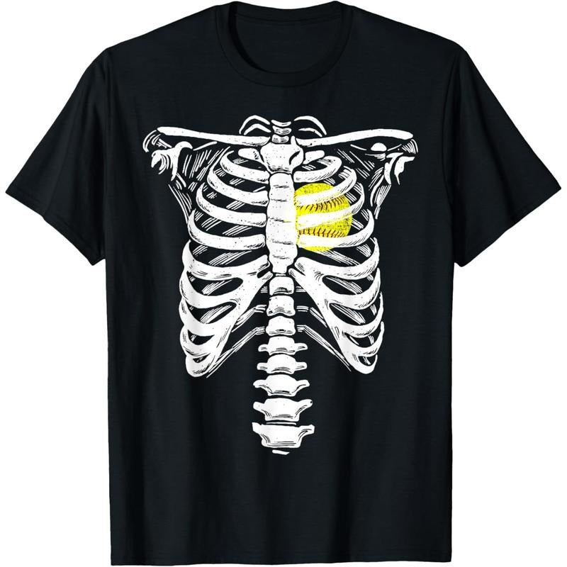 Softball Heart Skeleton Rib Cage Halloween Love Softball T-Shirt made in usa Hoodie, Sweatshirt | WearSparks.com