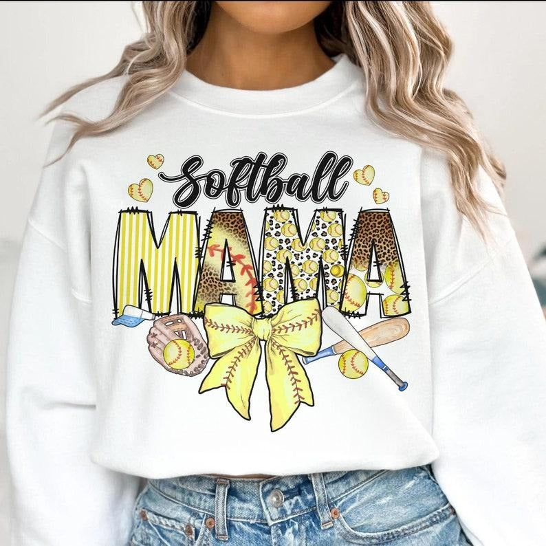 Softball Mama Sweatshirt Softball Coquette Game Day Softball Bow Checker Softball Mom Gift T-Shirts, Hoodie | WearSparks.com