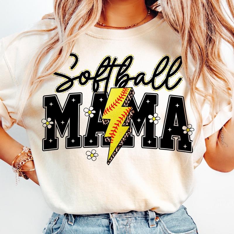 Softball Mama T-Shirt, Softball T-Shirt, Softball Lightning T-Shirt, Mother's Day Hoodie, Sweatshirt | WearSparks.com