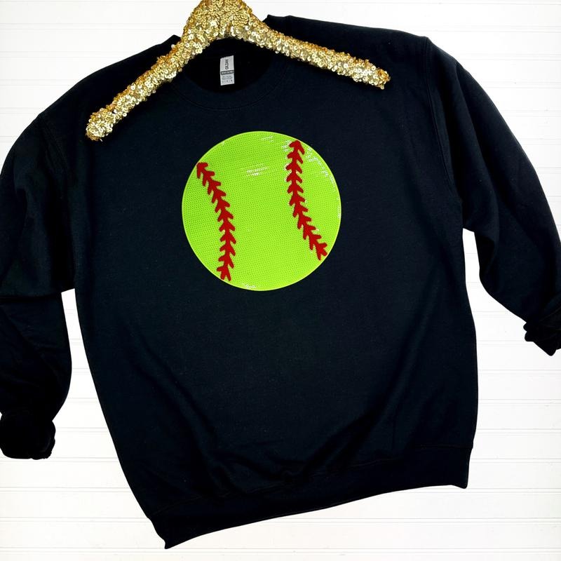 Softball Sequin Patch Sweatshirt T-Shirts, Hoodie | WearSparks.com