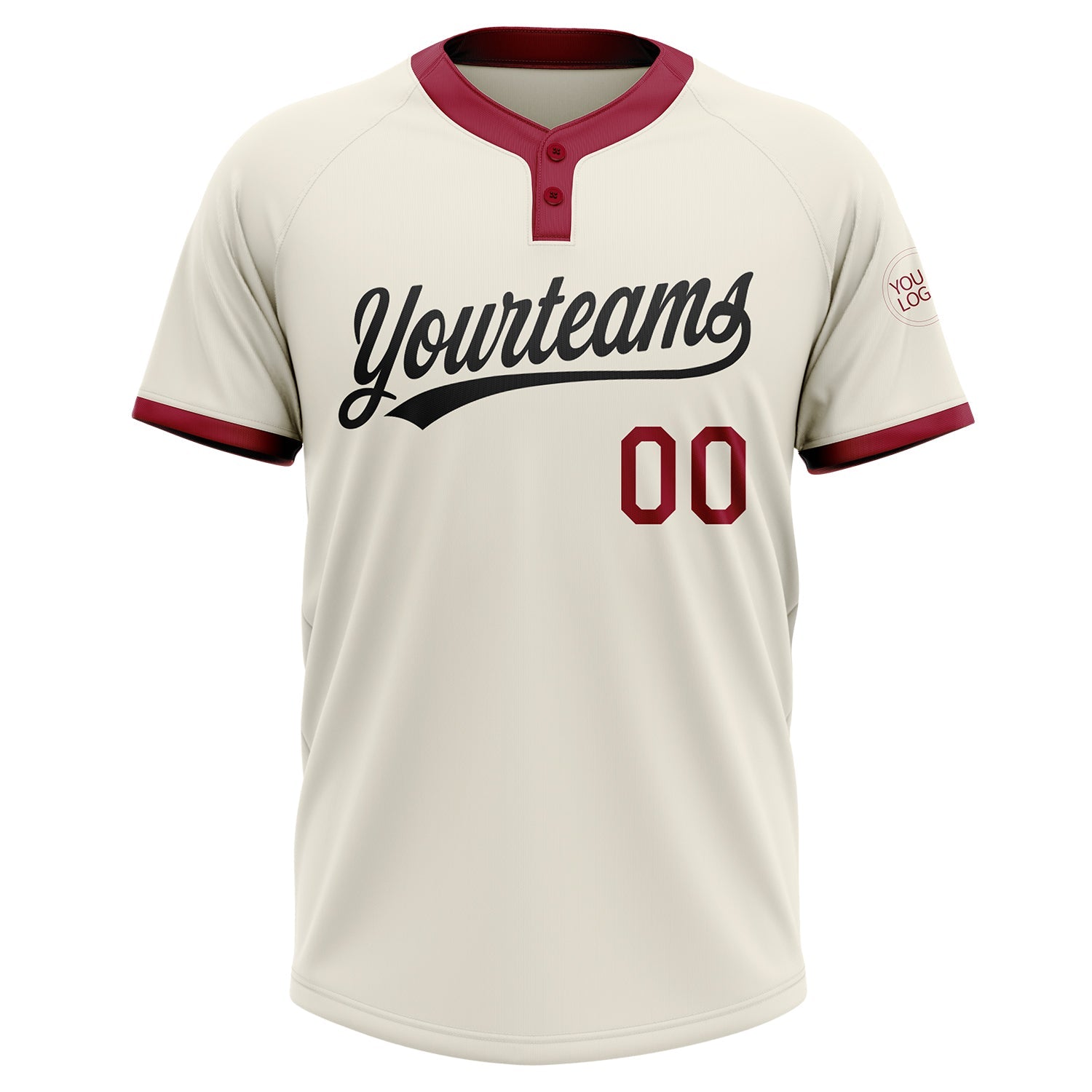 Custom Cream Crimson-Black Two-Button Unisex Softball Jersey T-Shirts, Hoodie, Sweatshirt | WearSparks.com (Image 2)