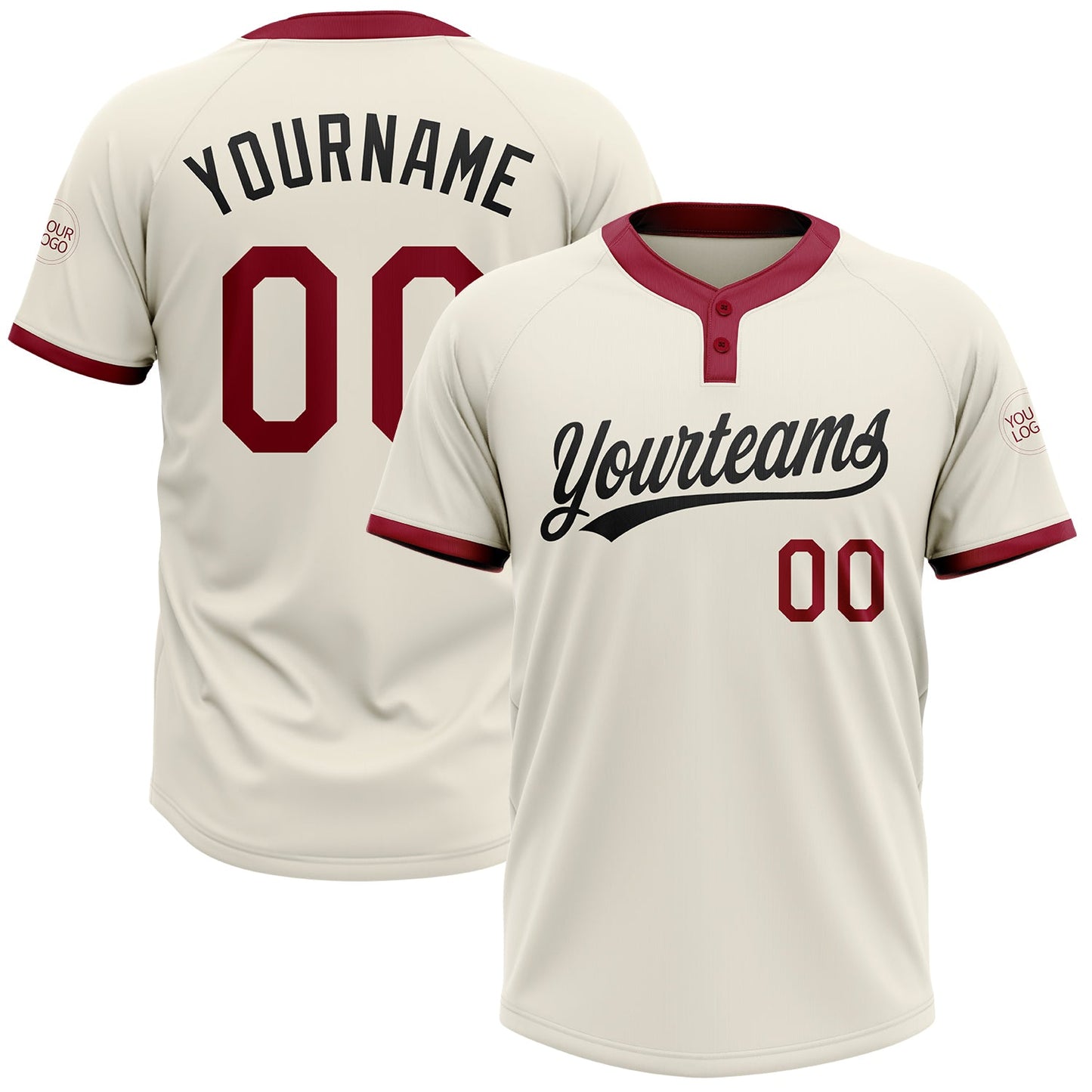 Custom Cream Crimson-Black Two-Button Unisex Softball Jersey T-Shirts, Hoodie, Sweatshirt | WearSparks.com (Image 1)