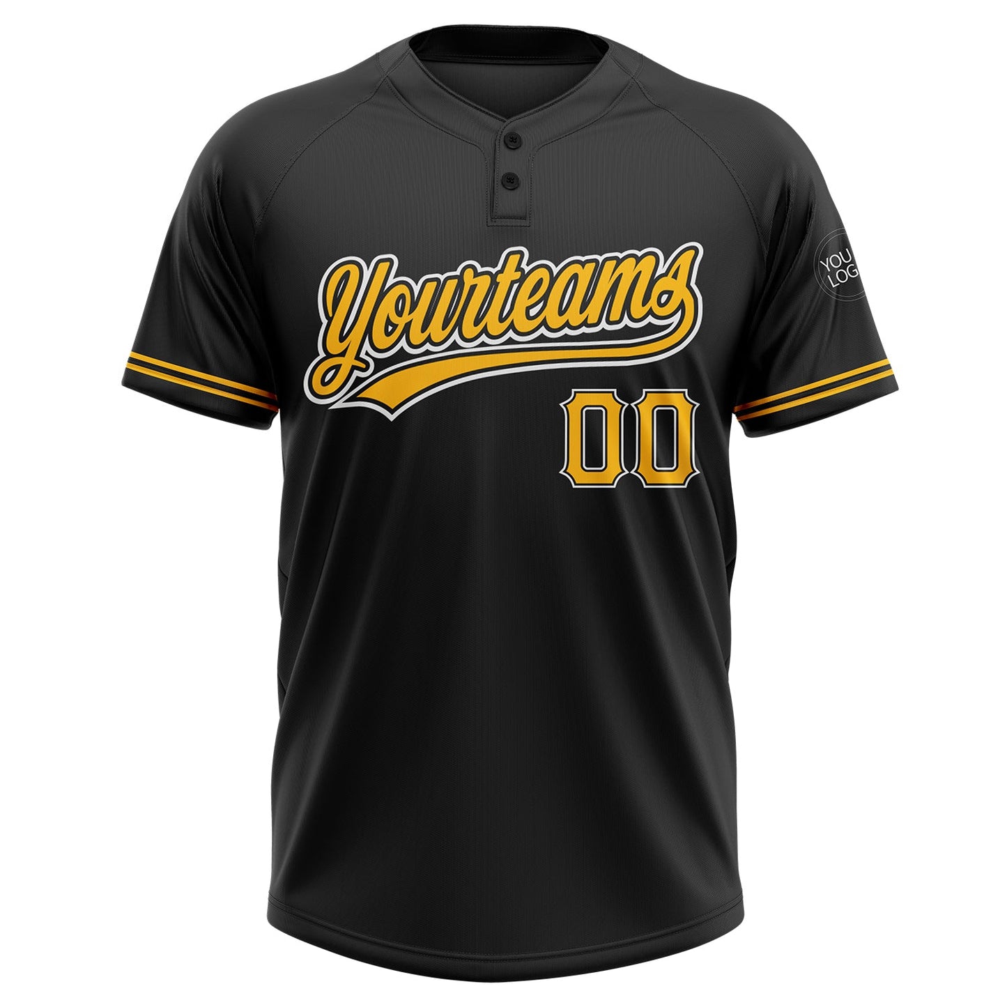 Custom Black Gold-White Two-Button Unisex Softball Jersey T-Shirts, Hoodie, Sweatshirt | WearSparks.com (Image 2)