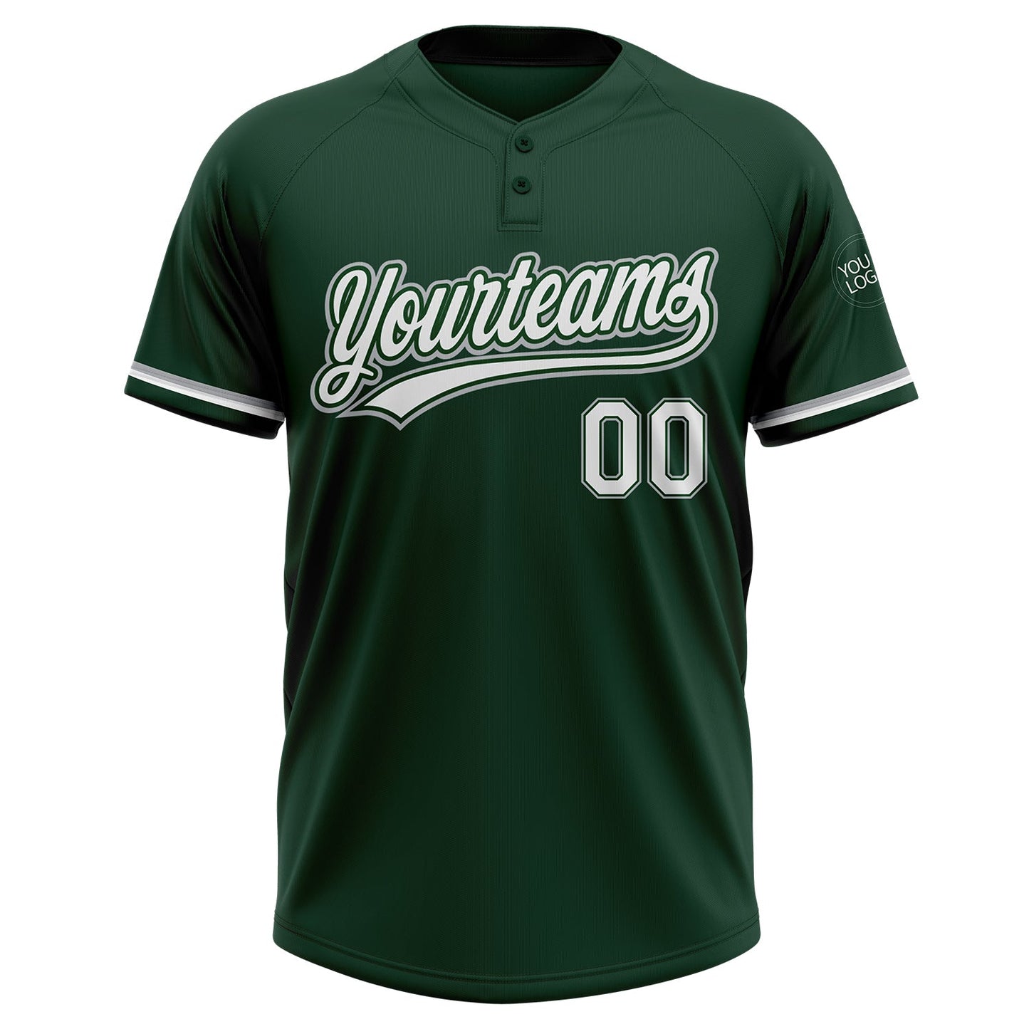 Custom Green White-Gray Two-Button Unisex Softball Jersey T-Shirts, Hoodie, Sweatshirt | WearSparks.com (Image 2)