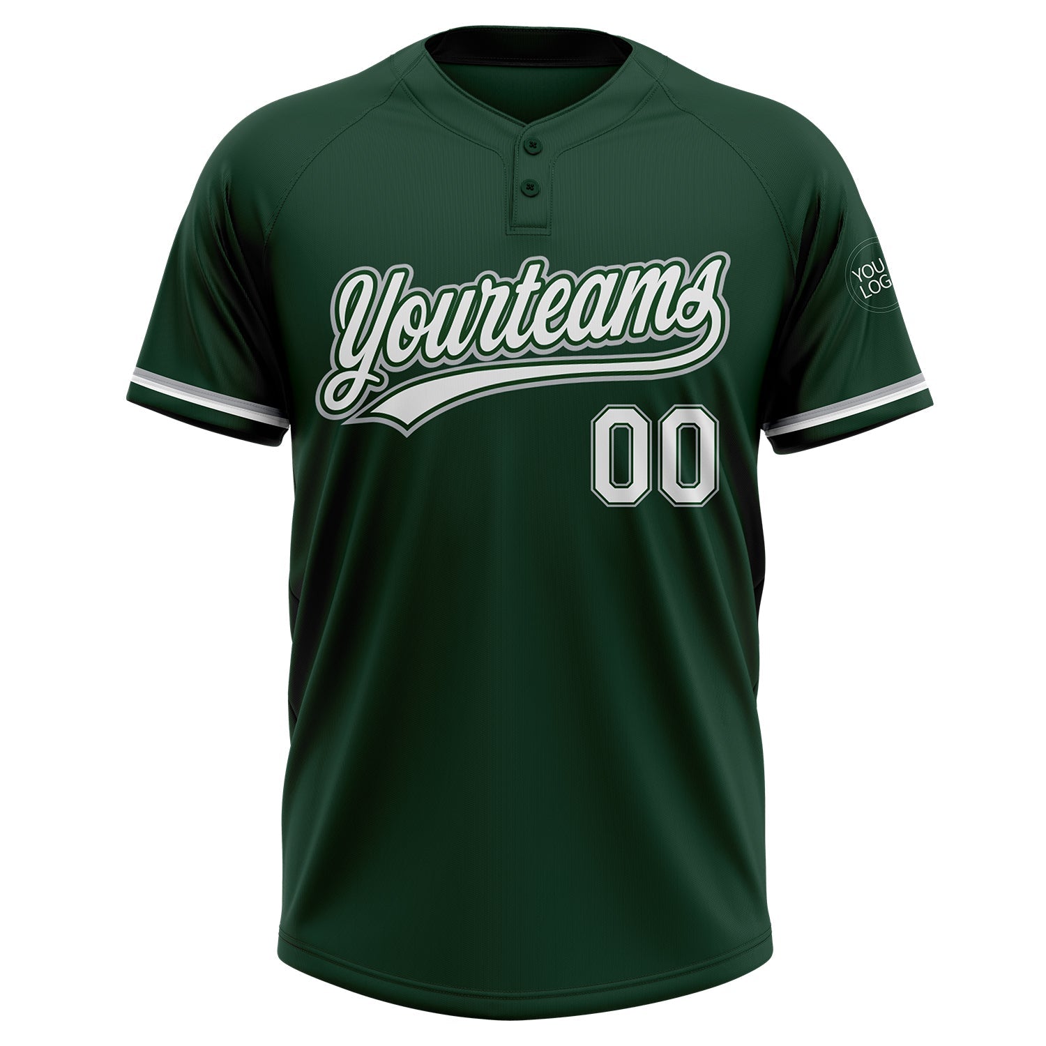 Custom Green White-Gray Two-Button Unisex Softball Jersey T-Shirts, Hoodie, Sweatshirt | WearSparks.com (Image 2)