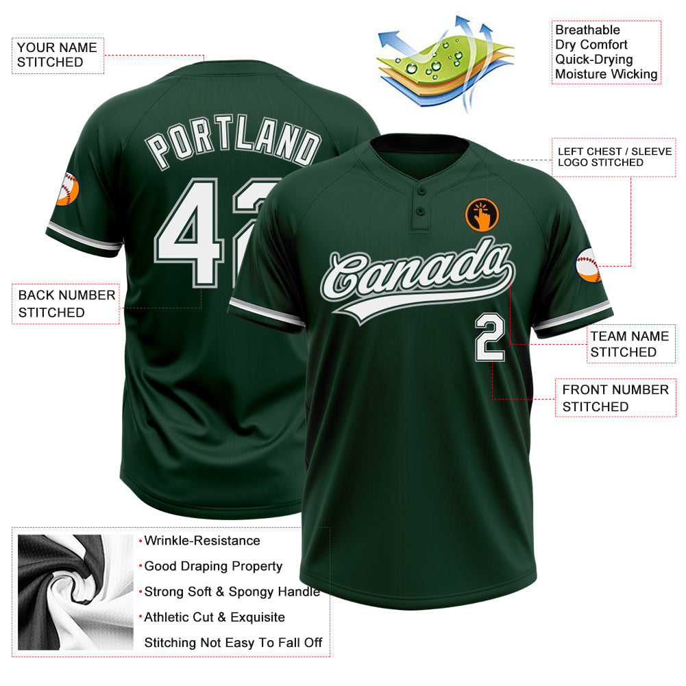 Custom Green White-Gray Two-Button Unisex Softball Jersey T-Shirts, Hoodie, Sweatshirt | WearSparks.com (Image 3)