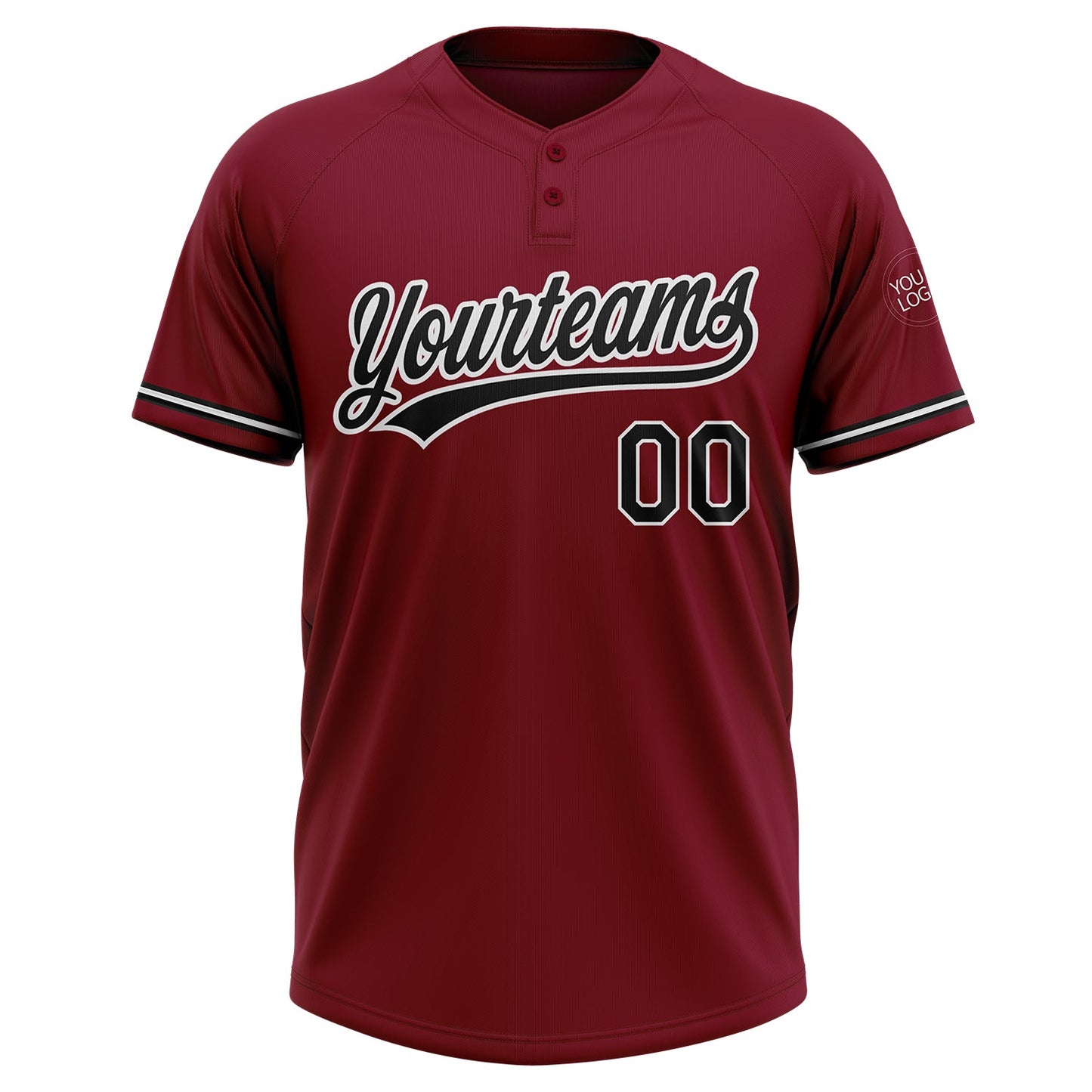Custom Crimson Black-White Two-Button Unisex Softball Jersey T-Shirts, Hoodie, Sweatshirt | WearSparks.com (Image 2)