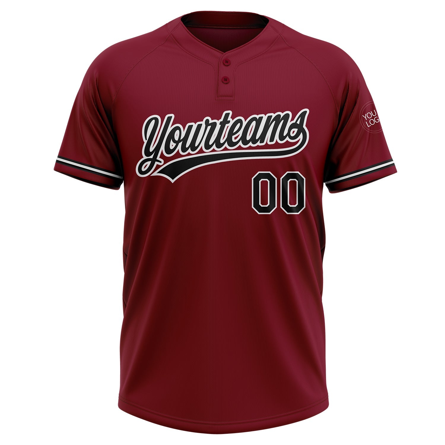 Custom Crimson Black-White Two-Button Unisex Softball Jersey T-Shirts, Hoodie, Sweatshirt | WearSparks.com (Image 2)