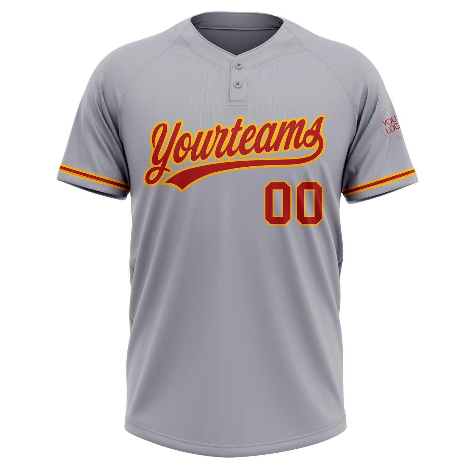 Custom Gray Red-Gold Two-Button Unisex Softball Jersey T-Shirts, Hoodie, Sweatshirt | WearSparks.com (Image 2)