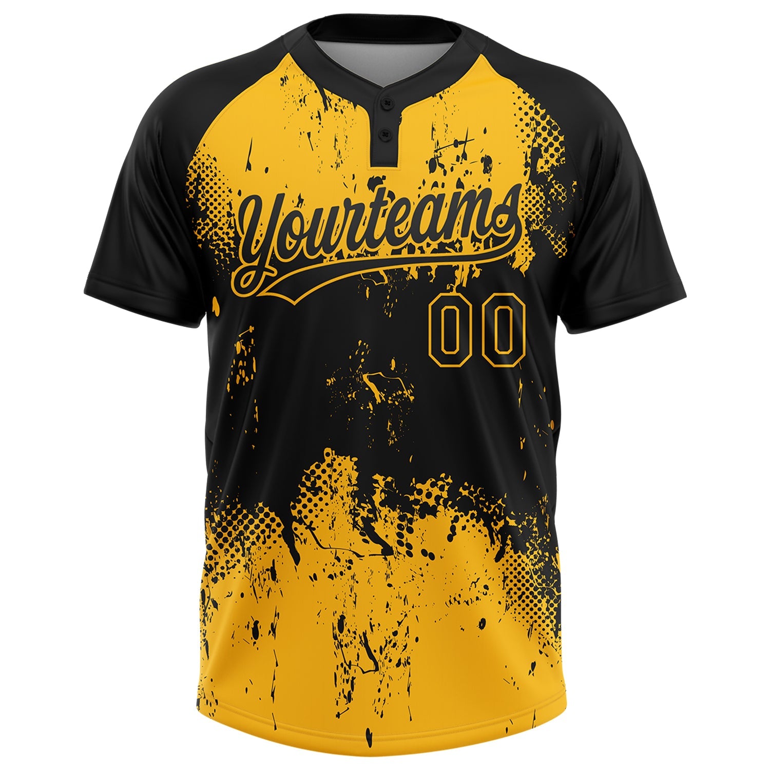 Custom Black Gold 3D Pattern Abstract Splatter Grunge Art Two-Button Unisex Softball Jersey T-Shirts, Hoodie,... (Image 2)