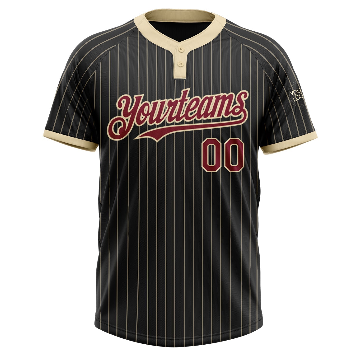 Custom Black Cream Pinstripe Crimson Two-Button Unisex Softball Jersey T-Shirts, Hoodie, Sweatshirt (Image 2)