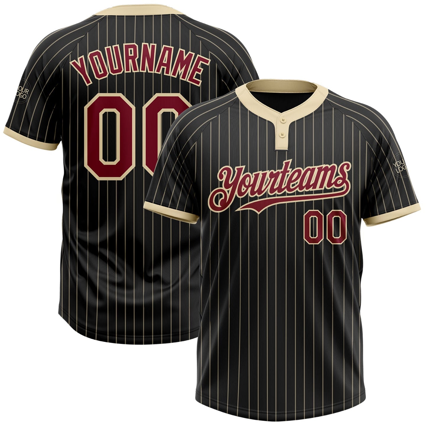 Custom Black Cream Pinstripe Crimson Two-Button Unisex Softball Jersey T-Shirts, Hoodie, Sweatshirt (Image 1)