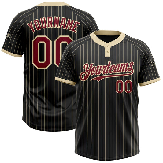 Custom Black Cream Pinstripe Crimson Two-Button Unisex Softball Jersey T-Shirts, Hoodie, Sweatshirt (Image 1)