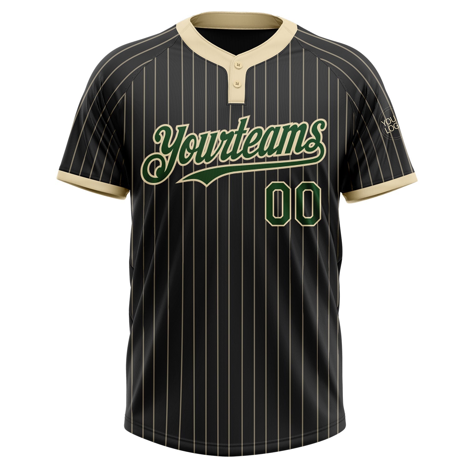 Custom Black Cream Pinstripe Green Two-Button Unisex Softball Jersey T-Shirts, Hoodie, Sweatshirt | WearSparks.com (Image 2)