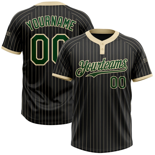 Custom Black Cream Pinstripe Green Two-Button Unisex Softball Jersey T-Shirts, Hoodie, Sweatshirt | WearSparks.com (Image 1)