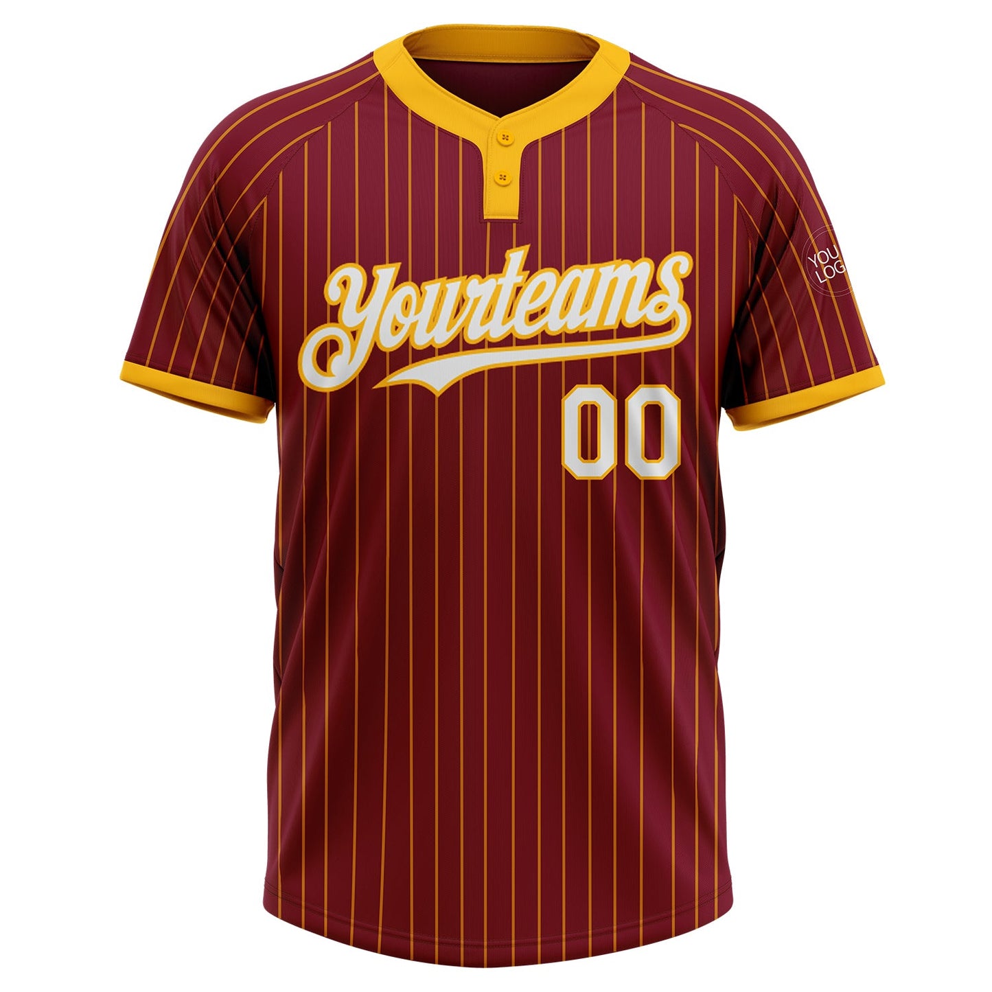 Custom Crimson Gold Pinstripe White Two-Button Unisex Softball Jersey T-Shirts, Hoodie, Sweatshirt | WearSparks.com (Image 2)
