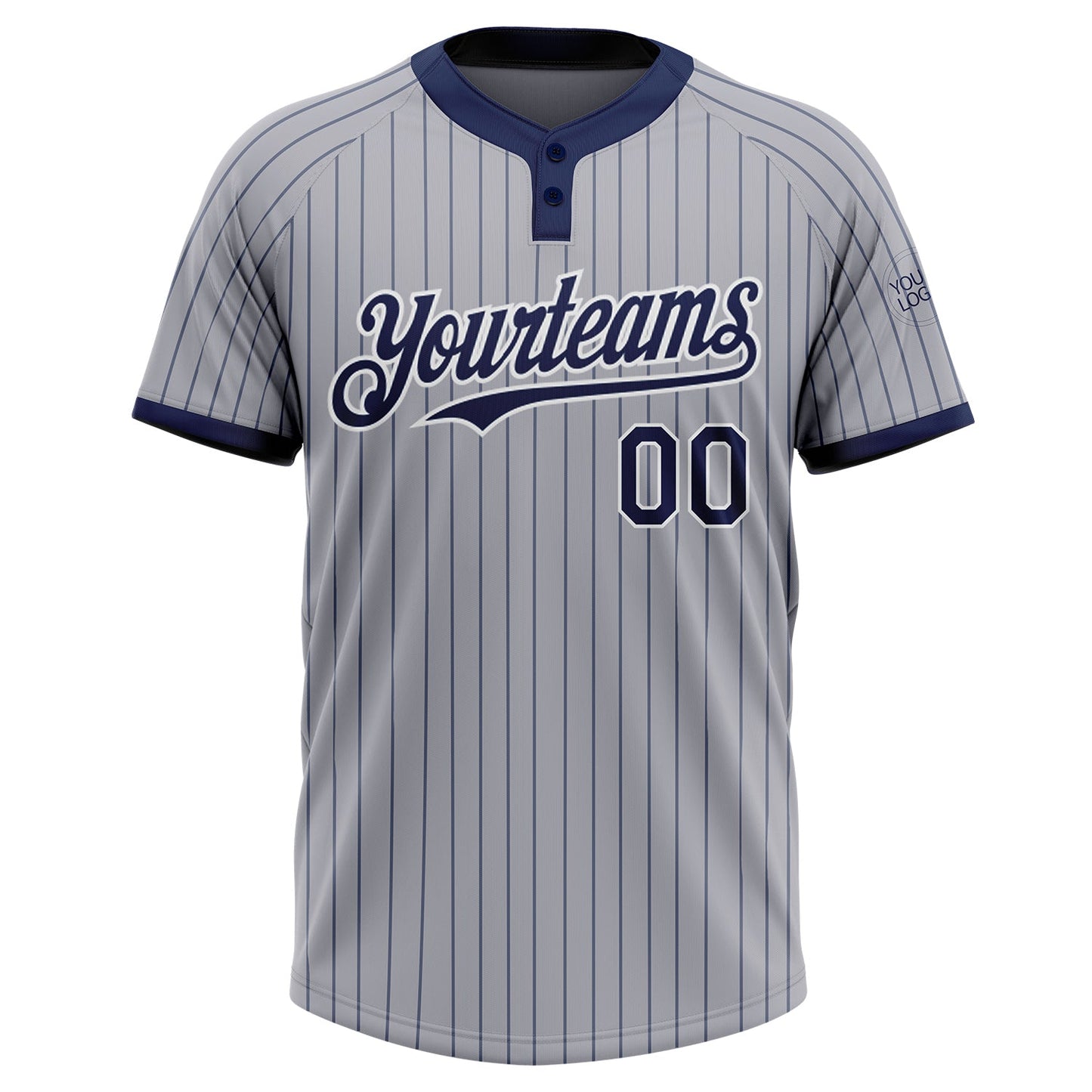 Custom Gray Navy Pinstripe White Two-Button Unisex Softball Jersey T-Shirts, Hoodie, Sweatshirt | WearSparks.com (Image 2)