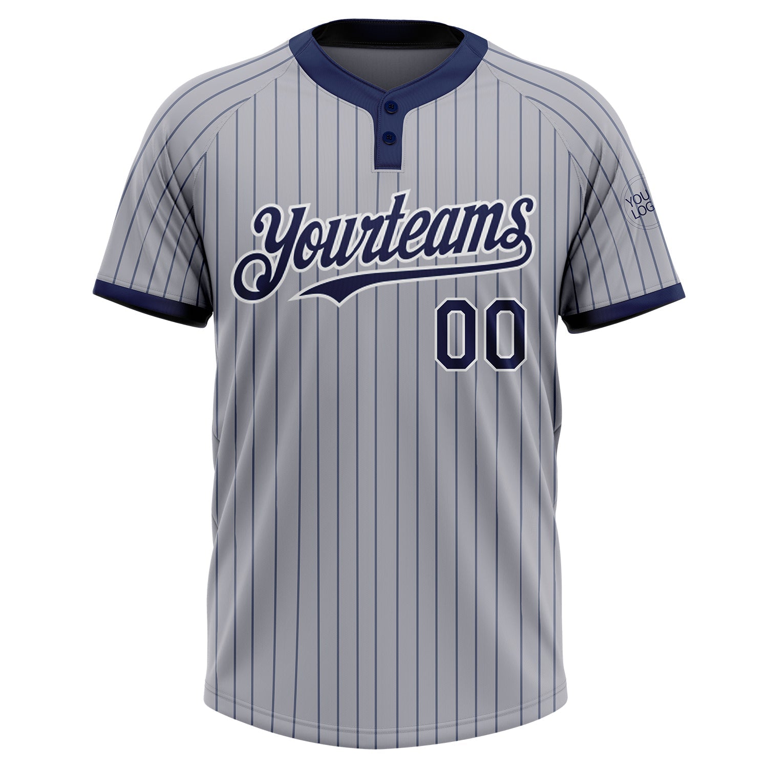Custom Gray Navy Pinstripe White Two-Button Unisex Softball Jersey T-Shirts, Hoodie, Sweatshirt | WearSparks.com (Image 2)