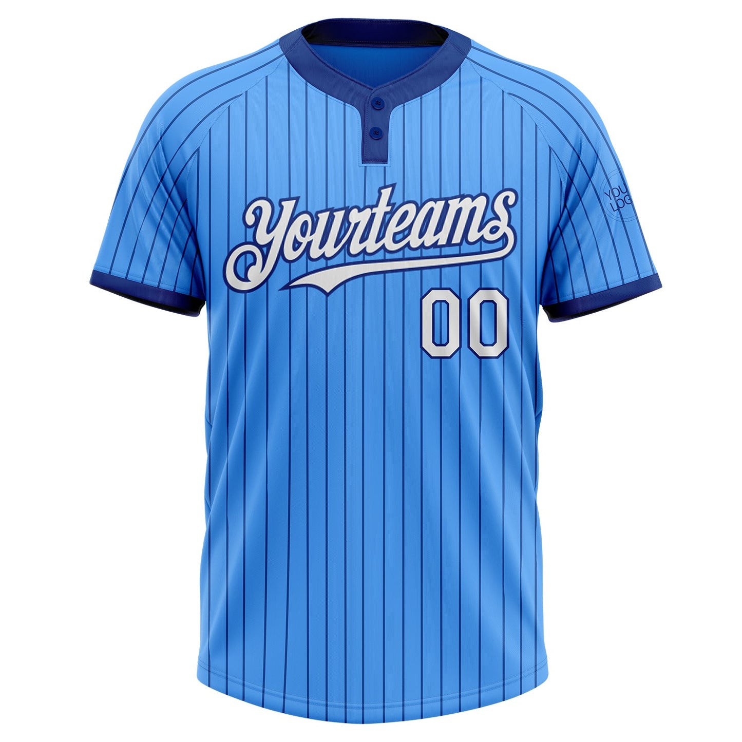 Custom Electric Blue Royal Pinstripe White Two-Button Unisex Softball Jersey T-Shirts, Hoodie, Sweatshirt (Image 2)