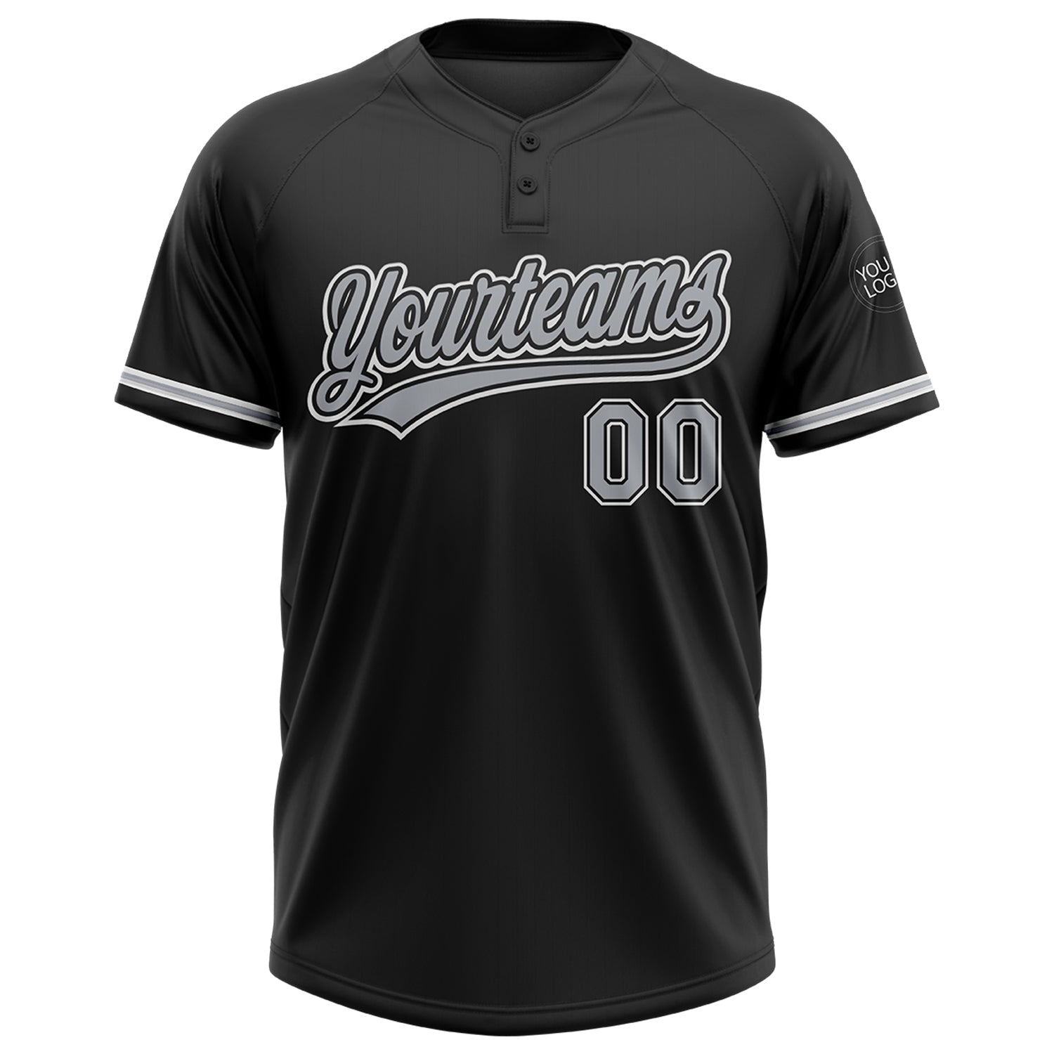 Custom Black Gray-White Two-Button Unisex Softball Jersey T-Shirts, Hoodie, Sweatshirt | WearSparks.com (Image 2)
