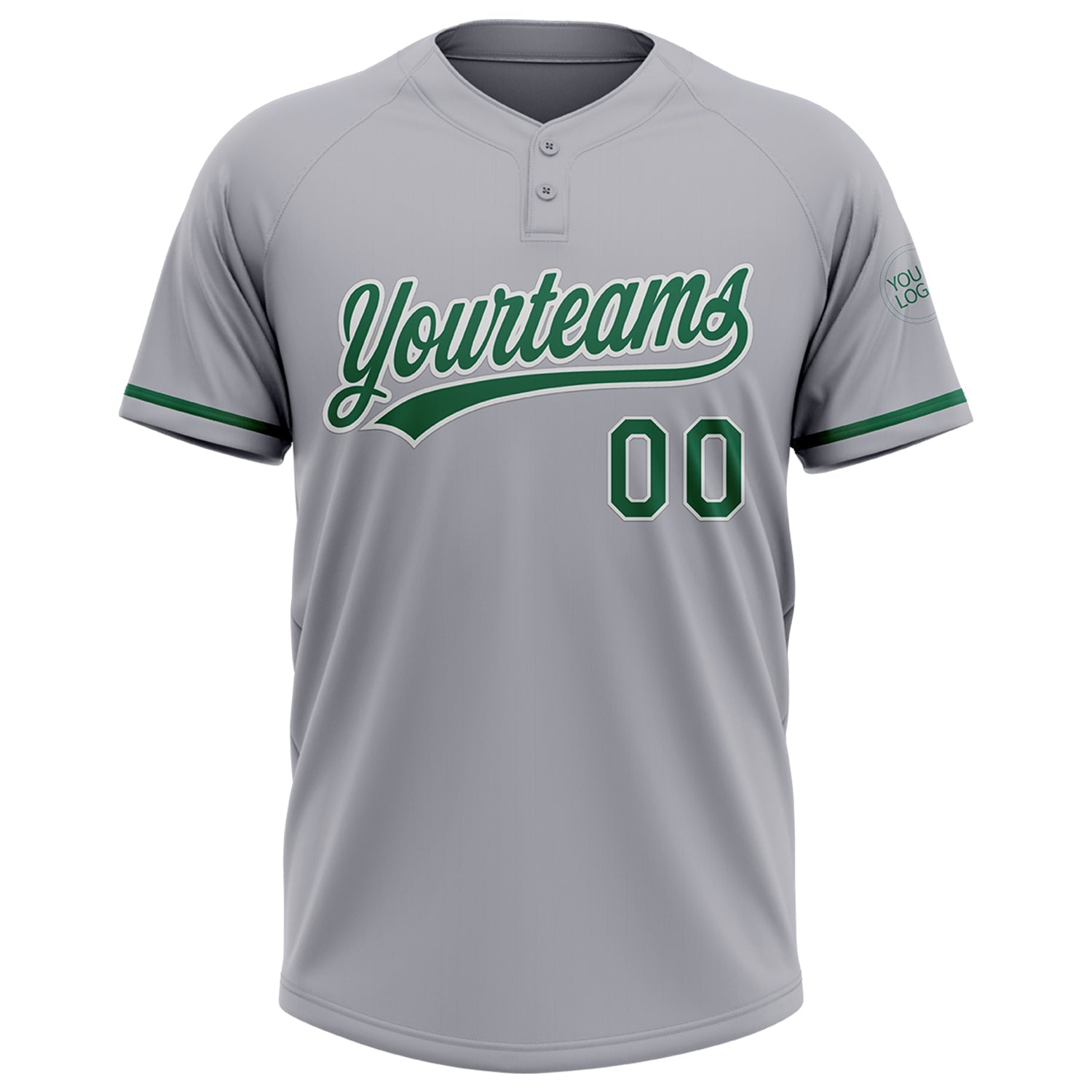 Custom Gray Kelly Green-White Two-Button Unisex Softball Jersey T-Shirts, Hoodie, Sweatshirt | WearSparks.com (Image 2)