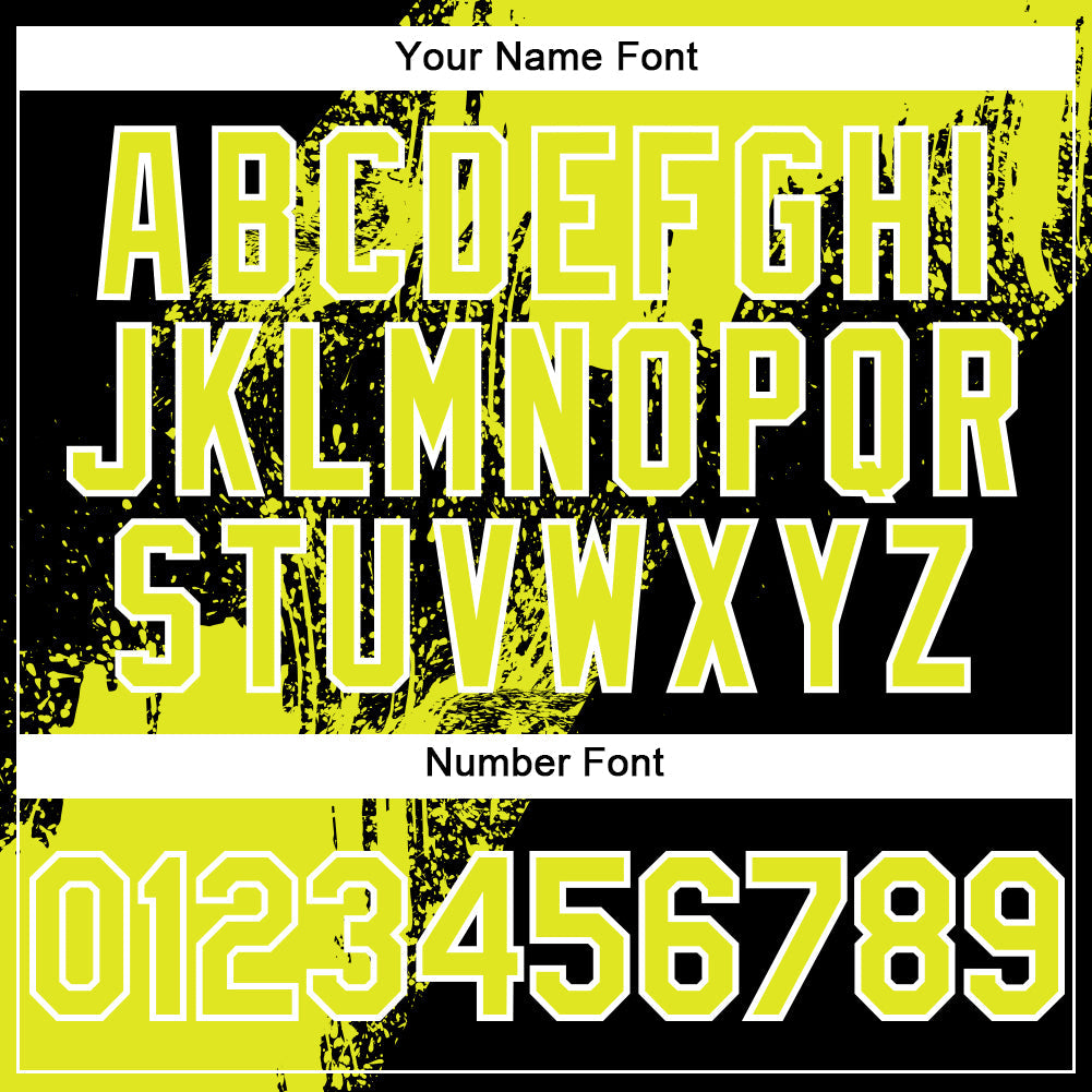 Custom Black Neon Yellow-White 3D Pattern Abstract Brush Stroke Two-Button Unisex Softball Jersey T-Shirts,... (Image 5)