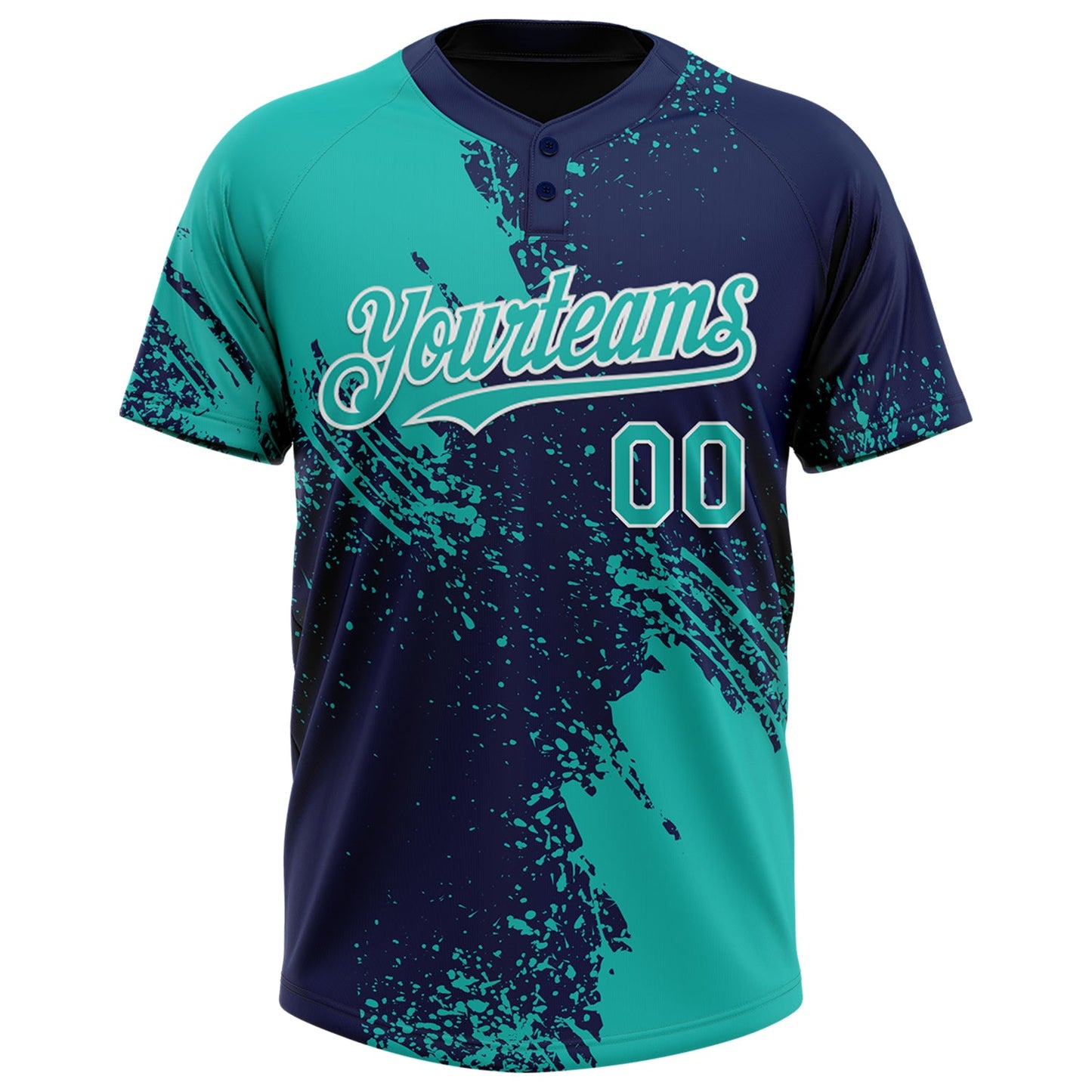 Custom Aqua Navy-White 3D Pattern Abstract Brush Stroke Two-Button Unisex Softball Jersey T-Shirts, Hoodie,... (Image 2)