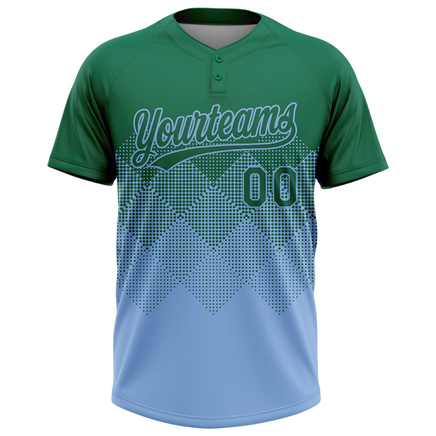 Custom Kelly Green Light Blue 3D Gradient Square Shape Two-Button Unisex Softball Jersey T-Shirts, Hoodie,... (Image 2)