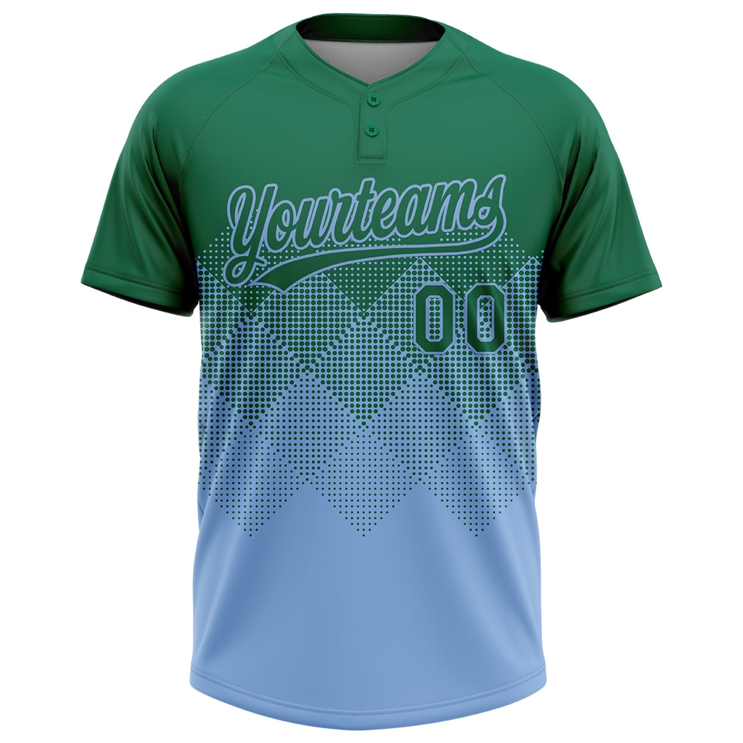 Custom Kelly Green Light Blue 3D Gradient Square Shape Two-Button Unisex Softball Jersey T-Shirts, Hoodie,... (Image 2)