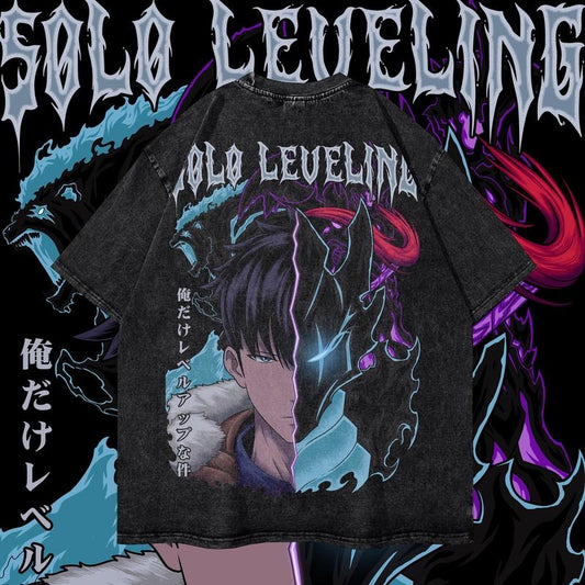 Solo Leveling 2025 Anime Vintage Oversized Mineral Washed Heavy Cotton Special Graphic T-shirt Gift For Anime Fan, Anime...