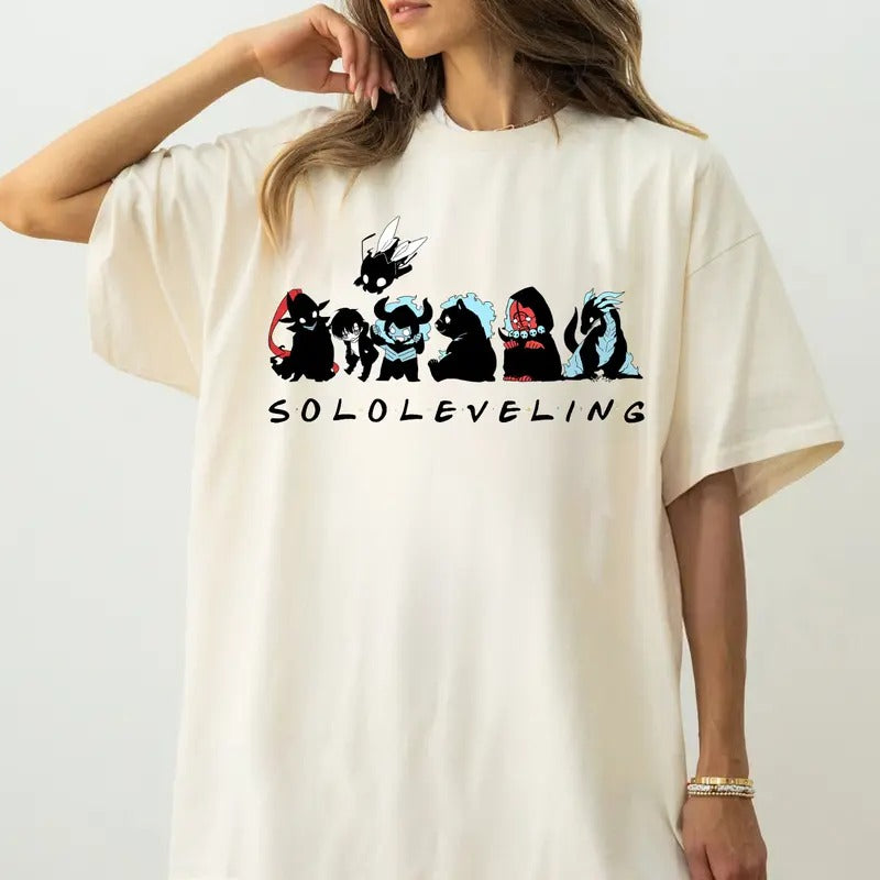 Solo Leveling T-Shirt, Anime Manhwa Shirt, Not Solo Embroidered Shirt Cotton Top Hoodie, Sweatshirt | WearSparks.com