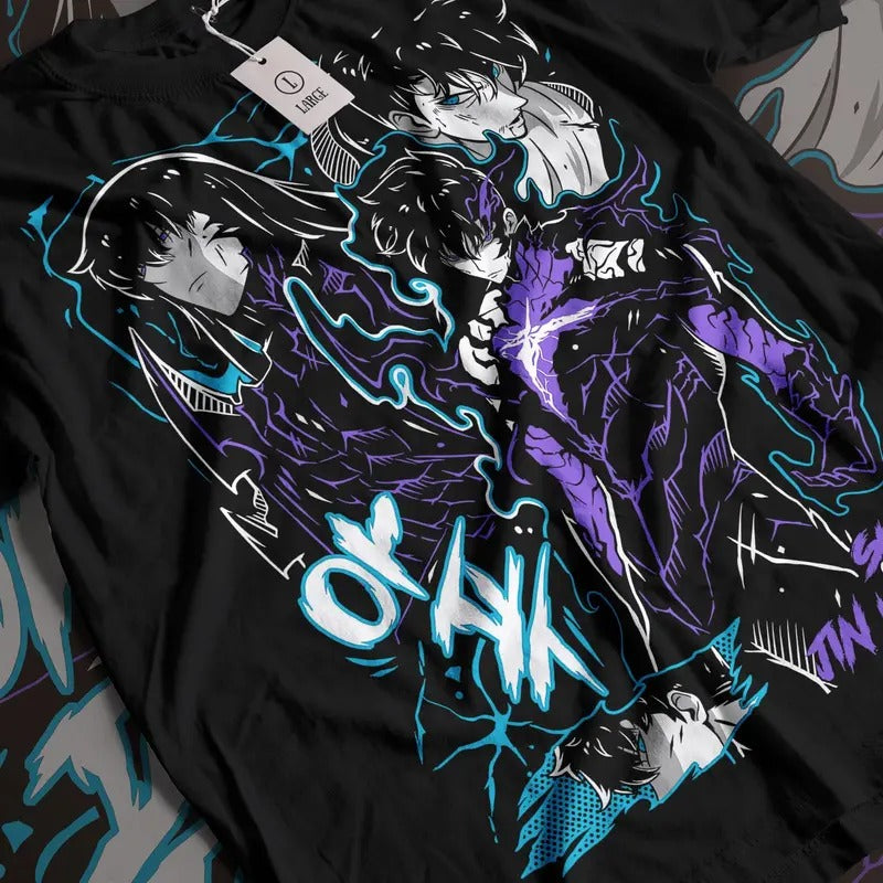 Solo Leveling shirt, Sung Jin Woo Unisex Shirt, Top 1 Anime Sweatshirt, King Of Darkness, Graphic Tee, Clothing Merch...