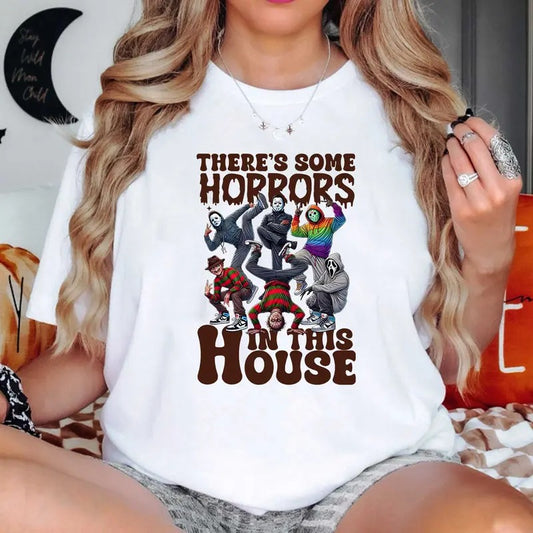 Some Horror in this house Shirt, Hallowen Shirt,  Cute Fall Shirt, Spooky Seasonstyle{n002}4 Hoodie, Sweatshirt