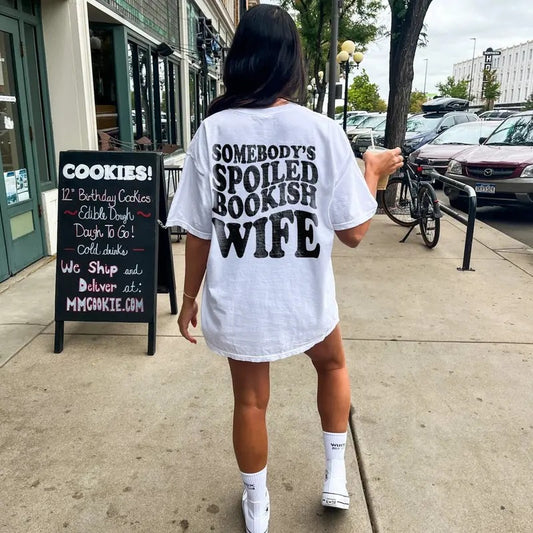 Somebody's Spoiled Bookish Wife Shirt | Bookish T-Shirt, Dark Romance Romantasy Reader Shirt Gift For Book Lover ACOTAR...