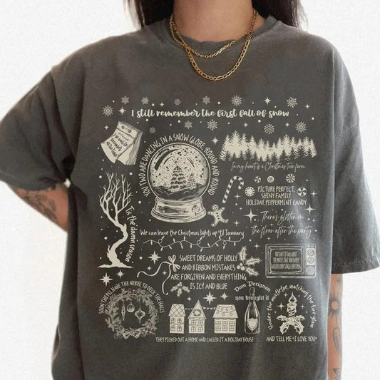 Song Lyrics Collage with Christmas Symbols & Lyrics , Swift Christmas Shirt, Cozy Swiftie Fall Apparel Hoodie, Sweatshirt