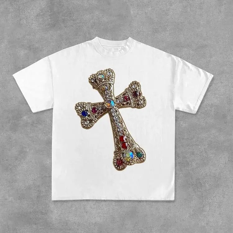 Sopula Diamond Cross Graphic Print Cotton T-Shirt Hoodie, Sweatshirt | WearSparks.com