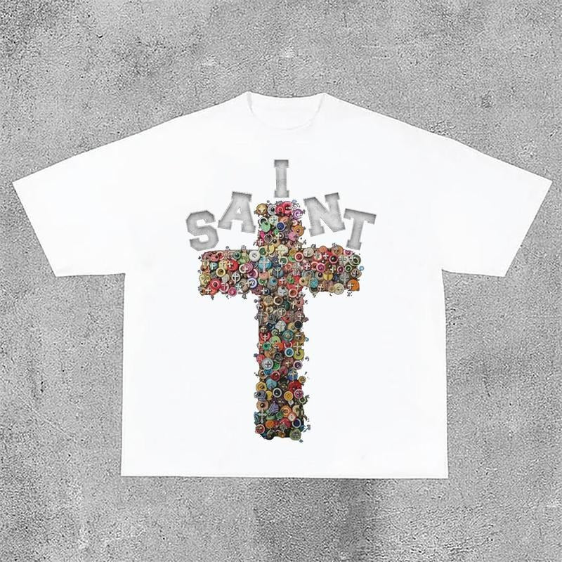 Sopula Vintage Saint Cross Graphics Printed Cotton T-Shirt Hoodie, Sweatshirt | WearSparks.com