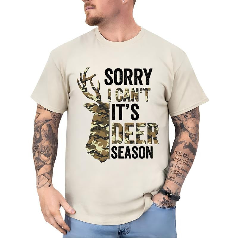 Sorry It's Deer Season Camo Hunting Shirt for Men, Buck Hunt Graphic Tees, Unisex Hunter Tops, Hunting Gift Ideas for...