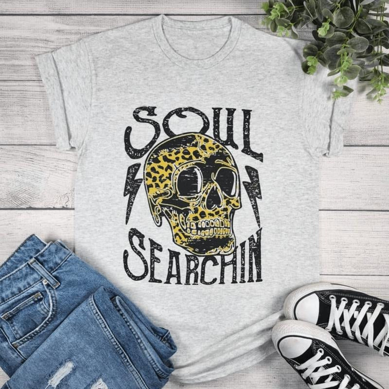 Soul Searchin' Leopard Skull Graphic Tee Hoodie, Sweatshirt | WearSparks.com
