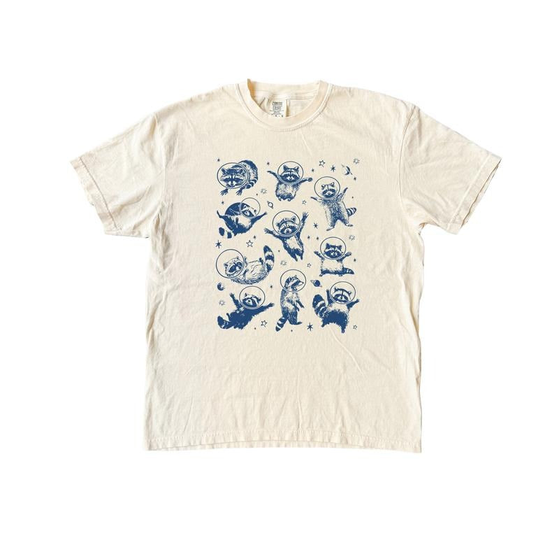 Space Racoons T Shirt - Vintage Raccoon Graphic Tee - Feral Lover Tshirt - Retro Shirt
