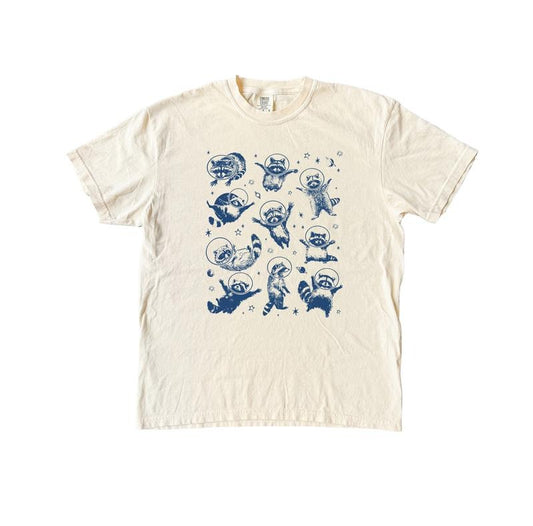 Space Racoons T Shirt - Vintage Raccoon Graphic Tee - Feral Lover Tshirt - Retro Shirt