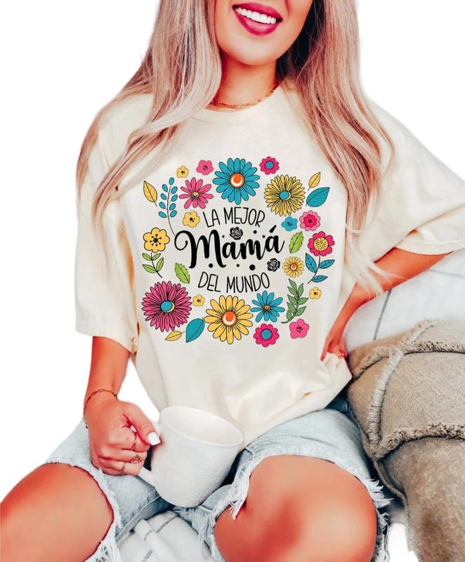 Spanish Mothers Day Shirt, Retro Madre Tee, Floral Mama Tshirt, Women Mothers Day Gift, Mama Flower Tee, Regular Fit...
