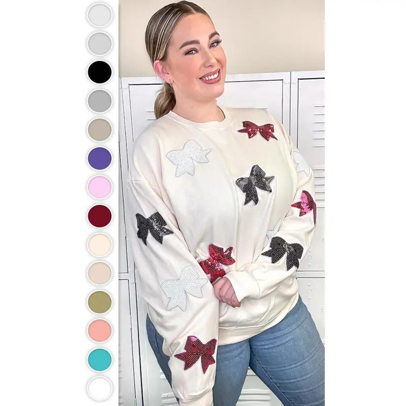 Sparkle Sequin Bow Graphic Sweatshirt T-Shirts, Hoodie | WearSparks.com